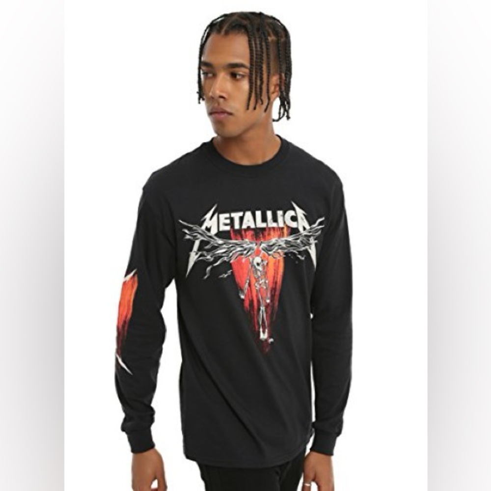 Hot Topic Metallica Winged Skeleton Long-Sleeve T-Shirt Size Medium